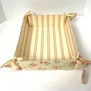 Victoria' Secret Fabric Lined Basket Floral Stripe Cottagecore Romantic Feminine